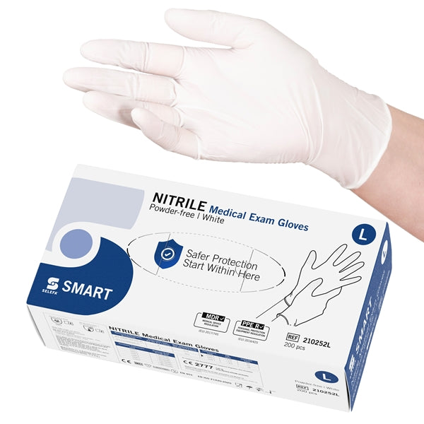 Puderfria Selefa handskar Smart Vit L